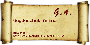 Geyduschek Anina névjegykártya